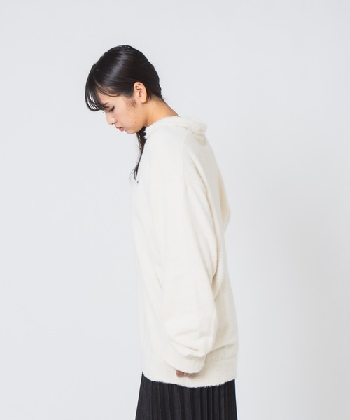 BEVERLY HILLS POLO CLUB(ビバリーヒルズポロクラブ)の「【Beverly Hills Polo Club/ビバリーヒルズポロクラブ】シャギーポロニット(ニット/セーター・レディース・アイボリー/レッド/スミクロ/ブラック・MEDIUM)」の6枚目の写真