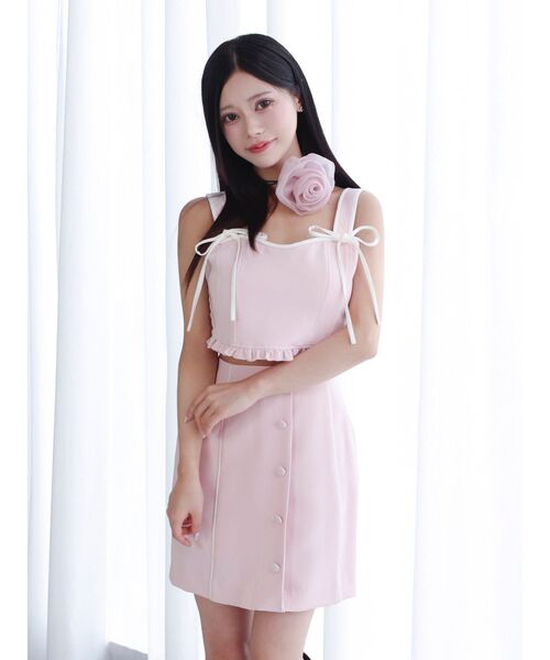 EATME(イートミー)の「リボンビスチェ(セットアップ可能)(キャミソール・レディース・ブラック/ピンク・FREE)」の6枚目の写真