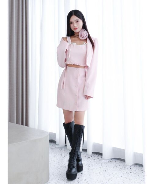 EATME(イートミー)の「リボンビスチェ(セットアップ可能)(キャミソール・レディース・ブラック/ピンク・FREE)」の8枚目の写真