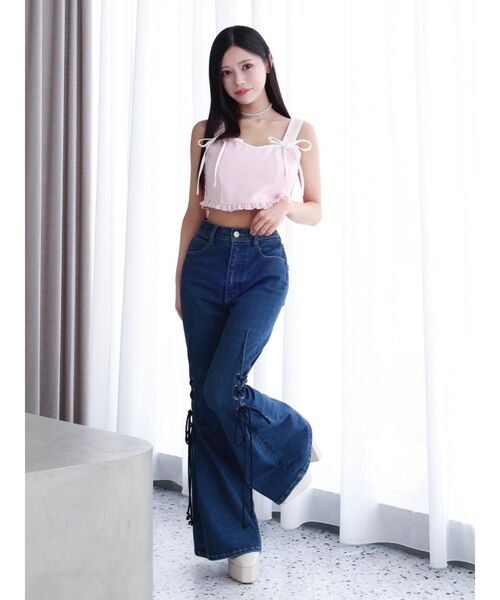 EATME(イートミー)の「リボンビスチェ(セットアップ可能)(キャミソール・レディース・ブラック/ピンク・FREE)」の9枚目の写真