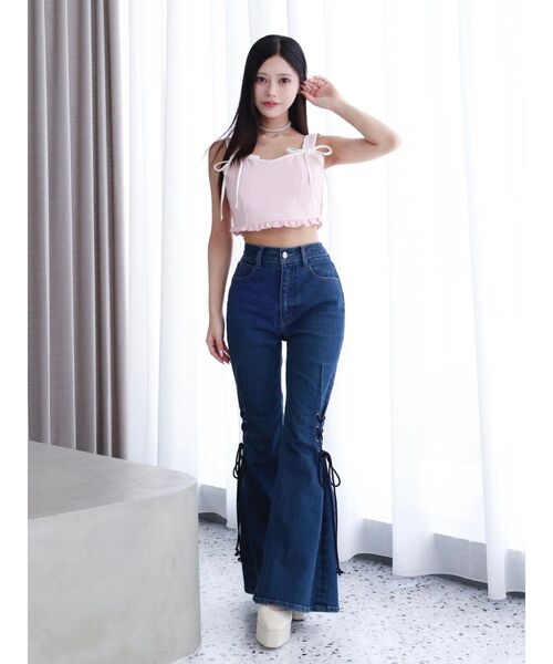 EATME(イートミー)の「リボンビスチェ(セットアップ可能)(キャミソール・レディース・ブラック/ピンク・FREE)」の10枚目の写真