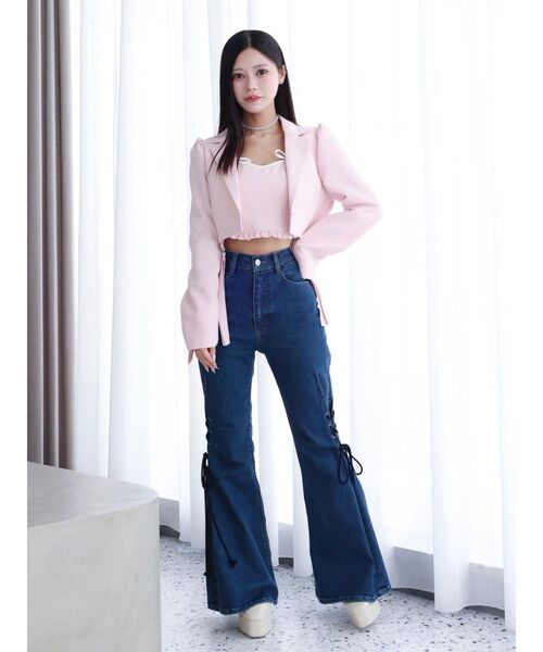 EATME(イートミー)の「リボンビスチェ(セットアップ可能)(キャミソール・レディース・ブラック/ピンク・FREE)」の12枚目の写真