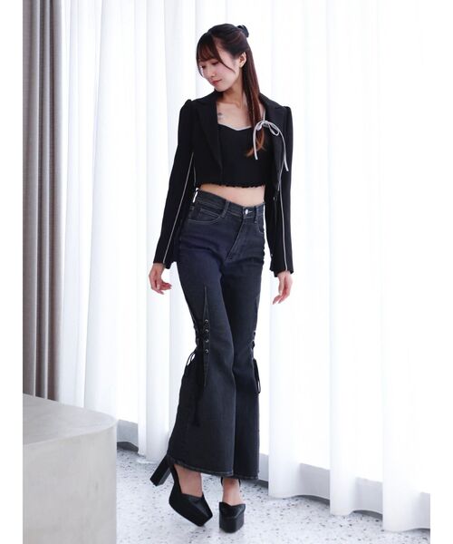 EATME(イートミー)の「リボンビスチェ(セットアップ可能)(キャミソール・レディース・ブラック/ピンク・FREE)」の16枚目の写真