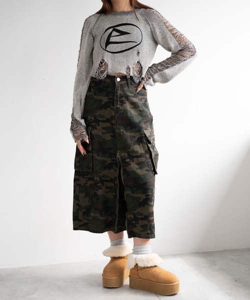 dispark（ディスパーク）の「DISPARK/カモフラジップカーゴスカート（スカート・レディース・カーキ・FREE）」の7枚目の写真