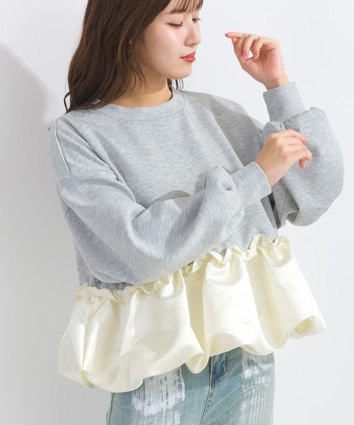 PICCIN（ピッチン）の「【WEB限定】裾バルーン切り替えプルオーバー（スウェット・レディース・ライトグレー/ブラック/オフホワイト・M/L）」の3枚目の写真