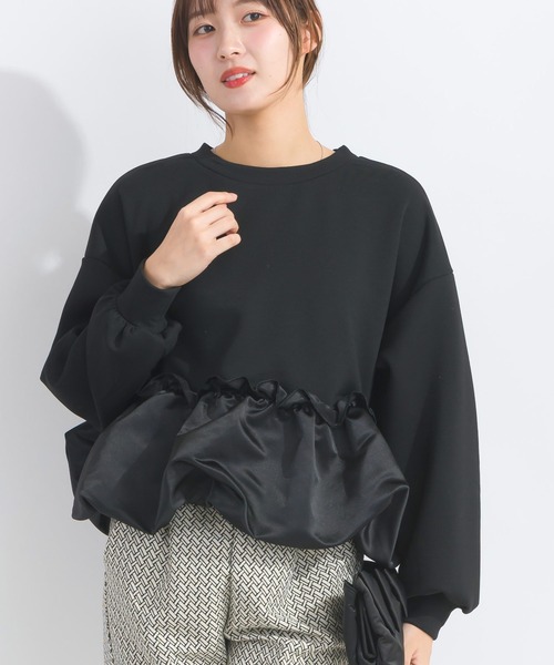 PICCIN（ピッチン）の「【WEB限定】裾バルーン切り替えプルオーバー（スウェット・レディース・ライトグレー/ブラック/オフホワイト・M/L）」の2枚目の写真
