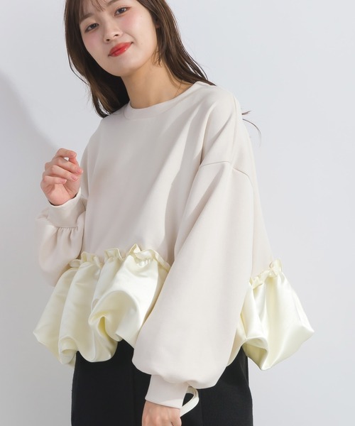 PICCIN（ピッチン）の「【WEB限定】裾バルーン切り替えプルオーバー（スウェット・レディース・ライトグレー/ブラック/オフホワイト・M/L）」の5枚目の写真