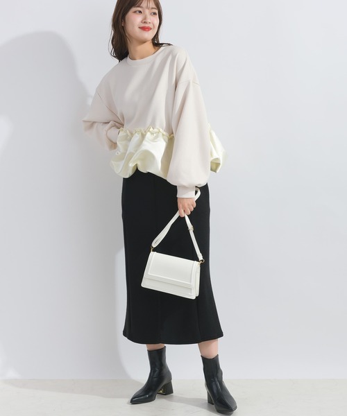 PICCIN（ピッチン）の「【WEB限定】裾バルーン切り替えプルオーバー（スウェット・レディース・ライトグレー/ブラック/オフホワイト・M/L）」の9枚目の写真