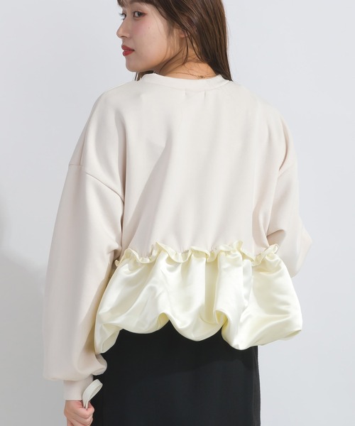 PICCIN（ピッチン）の「【WEB限定】裾バルーン切り替えプルオーバー（スウェット・レディース・ライトグレー/ブラック/オフホワイト・M/L）」の6枚目の写真