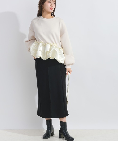 PICCIN（ピッチン）の「【WEB限定】裾バルーン切り替えプルオーバー（スウェット・レディース・ライトグレー/ブラック/オフホワイト・M/L）」の8枚目の写真