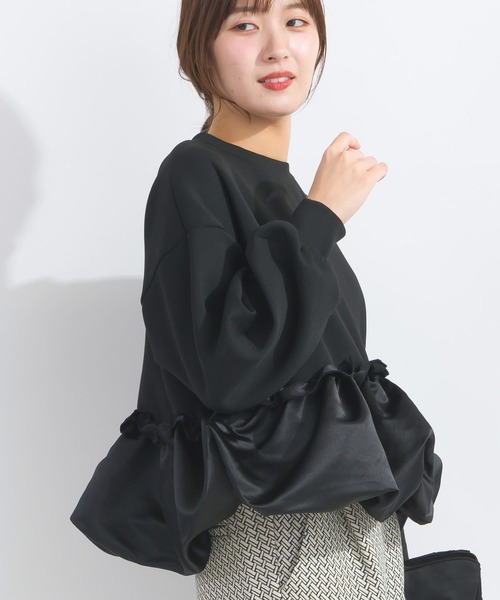 PICCIN（ピッチン）の「【WEB限定】裾バルーン切り替えプルオーバー（スウェット・レディース・ライトグレー/ブラック/オフホワイト・M/L）」の12枚目の写真