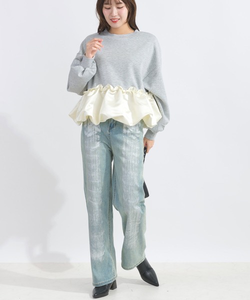 PICCIN（ピッチン）の「【WEB限定】裾バルーン切り替えプルオーバー（スウェット・レディース・ライトグレー/ブラック/オフホワイト・M/L）」の22枚目の写真