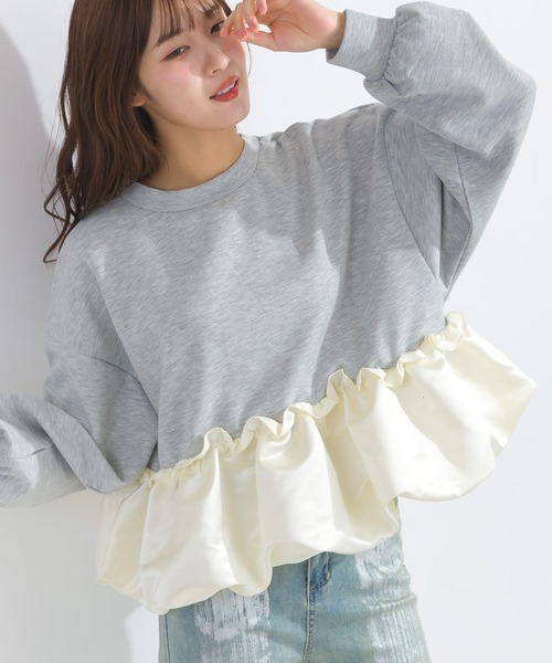 PICCIN（ピッチン）の「【WEB限定】裾バルーン切り替えプルオーバー（スウェット・レディース・ライトグレー/ブラック/オフホワイト・M/L）」の18枚目の写真