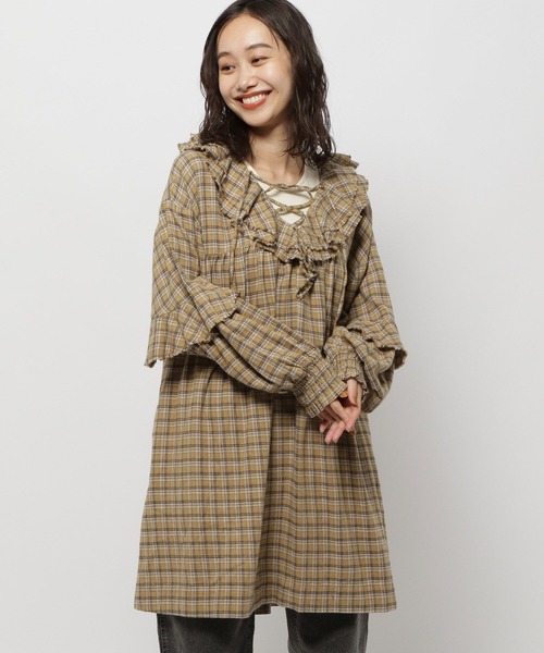 niko and...（ニコアンド）の「チェックラッフルチュニック（チュニック・レディース・レッド/ベージュ/ブルー・FREE）」の9枚目の写真