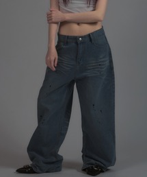 【ユニセックス】Vintage Paint Denim Pants / ヴィンテージペイントデニムパンツ バギースタイル