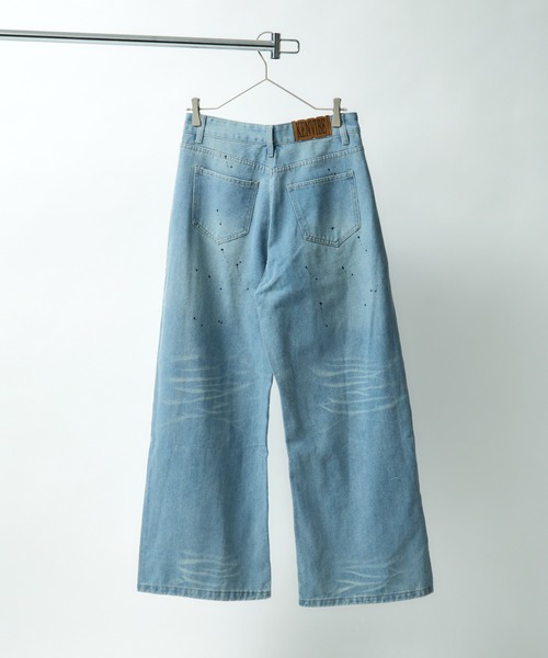 tinkerend(ティンカーエンド)の「【ユニセックス】Vintage Paint Denim Pants / ヴィンテージペイントデニムパンツ バギースタイル(デニムパンツ・レディース・ブルー・S/M/L)」の2枚目の写真