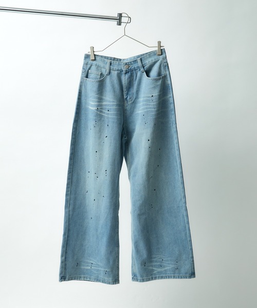 tinkerend(ティンカーエンド)の「【ユニセックス】Vintage Paint Denim Pants / ヴィンテージペイントデニムパンツ バギースタイル(デニムパンツ・レディース・ブルー・S/M/L)」の3枚目の写真