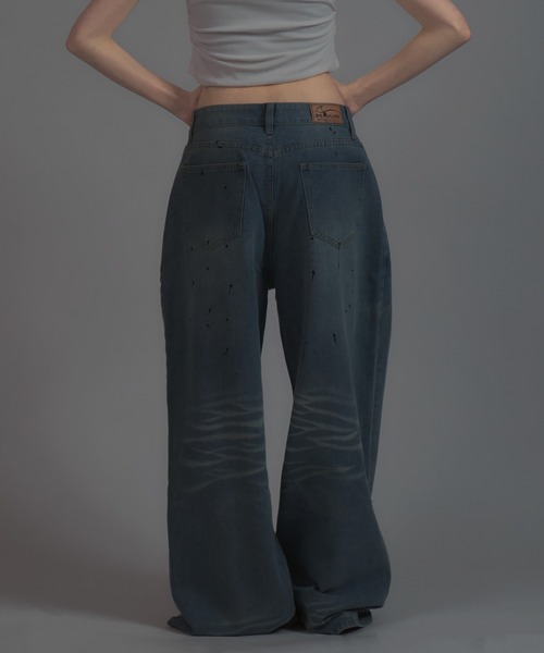 tinkerend(ティンカーエンド)の「【ユニセックス】Vintage Paint Denim Pants / ヴィンテージペイントデニムパンツ バギースタイル(デニムパンツ・レディース・ブルー・S/M/L)」の7枚目の写真