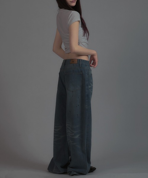 tinkerend(ティンカーエンド)の「【ユニセックス】Vintage Paint Denim Pants / ヴィンテージペイントデニムパンツ バギースタイル(デニムパンツ・レディース・ブルー・S/M/L)」の11枚目の写真