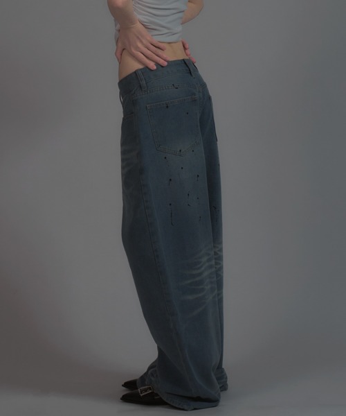 tinkerend(ティンカーエンド)の「【ユニセックス】Vintage Paint Denim Pants / ヴィンテージペイントデニムパンツ バギースタイル(デニムパンツ・レディース・ブルー・S/M/L)」の6枚目の写真