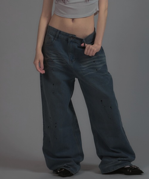 tinkerend(ティンカーエンド)の「【ユニセックス】Vintage Paint Denim Pants / ヴィンテージペイントデニムパンツ バギースタイル(デニムパンツ・レディース・ブルー・S/M/L)」の13枚目の写真