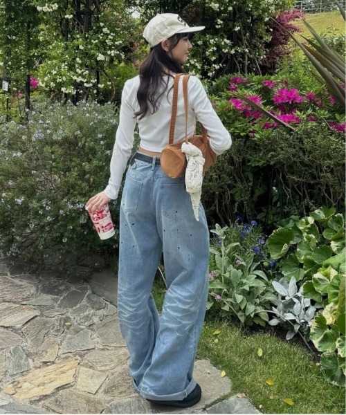 tinkerend(ティンカーエンド)の「【ユニセックス】Vintage Paint Denim Pants / ヴィンテージペイントデニムパンツ バギースタイル(デニムパンツ・レディース・ブルー・S/M/L)」の14枚目の写真