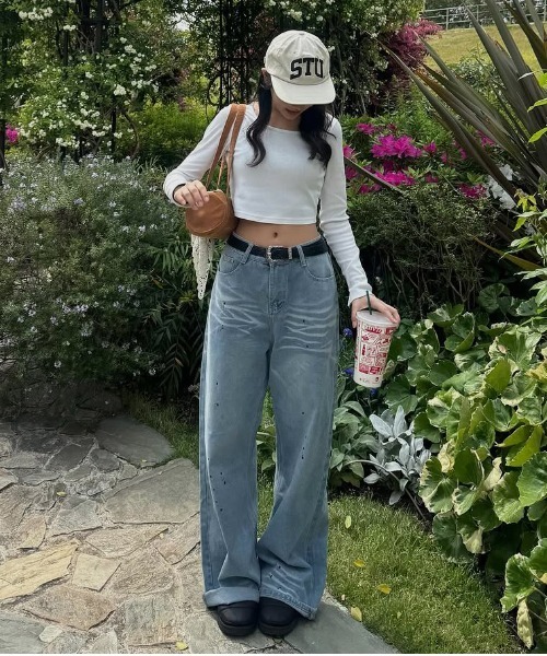 tinkerend(ティンカーエンド)の「【ユニセックス】Vintage Paint Denim Pants / ヴィンテージペイントデニムパンツ バギースタイル(デニムパンツ・レディース・ブルー・S/M/L)」の15枚目の写真