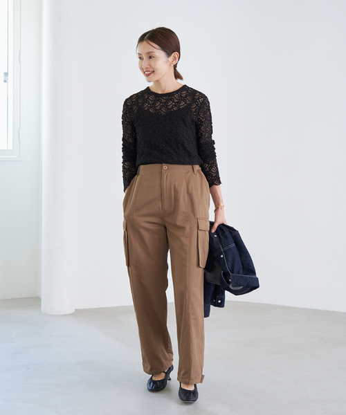 IENA(イエナ)の「《追加2》ペイズリー ストレッチレースプルオーバー(Tシャツ/カットソー・レディース・アイボリー/ブラック・FREE)」の5枚目の写真
