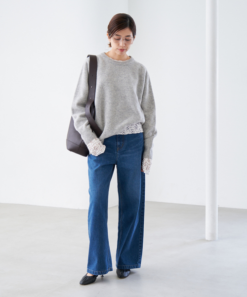 IENA(イエナ)の「《追加2》ペイズリー ストレッチレースプルオーバー(Tシャツ/カットソー・レディース・アイボリー/ブラック・FREE)」の6枚目の写真