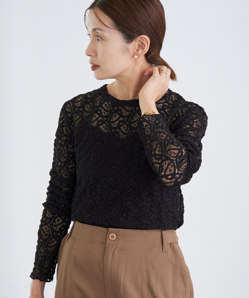 IENA(イエナ)の「《追加2》ペイズリー ストレッチレースプルオーバー(Tシャツ/カットソー・レディース・アイボリー/ブラック・FREE)」の19枚目の写真