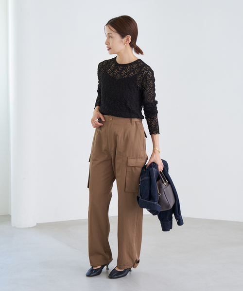 IENA(イエナ)の「《追加2》ペイズリー ストレッチレースプルオーバー(Tシャツ/カットソー・レディース・アイボリー/ブラック・FREE)」の20枚目の写真