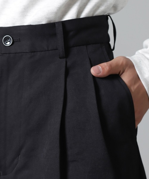 NANO universe(ナノユニバース)の「オイルドライク ワイドタックパンツ(その他パンツ・メンズ・ブラック/カーキ/ネイビー・M/S/L)」の14枚目の写真