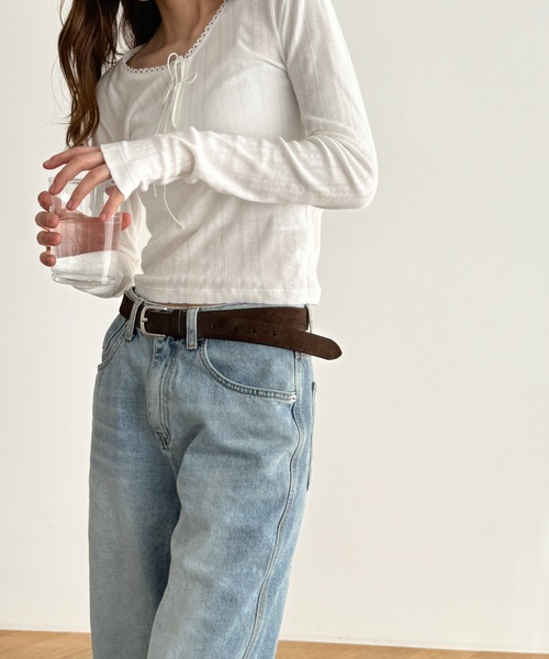 CANAL JEAN(キャナルジーン)の「El mar スウェードベルト(ベルト・レディース・ブラウン/ブラック・ONE SIZE)」の3枚目の写真