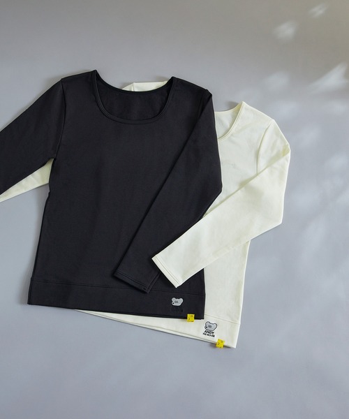 une nana cool（ウンナナクール）の「MADE WITH ねずみのANDY 綿混裏起毛あったかシャツ（インナーウェア/肌着・レディース・ブラック/キナリ・L/M）」の2枚目の写真