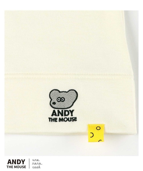 une nana cool（ウンナナクール）の「MADE WITH ねずみのANDY 綿混裏起毛あったかシャツ（インナーウェア/肌着・レディース・ブラック/キナリ・L/M）」の4枚目の写真