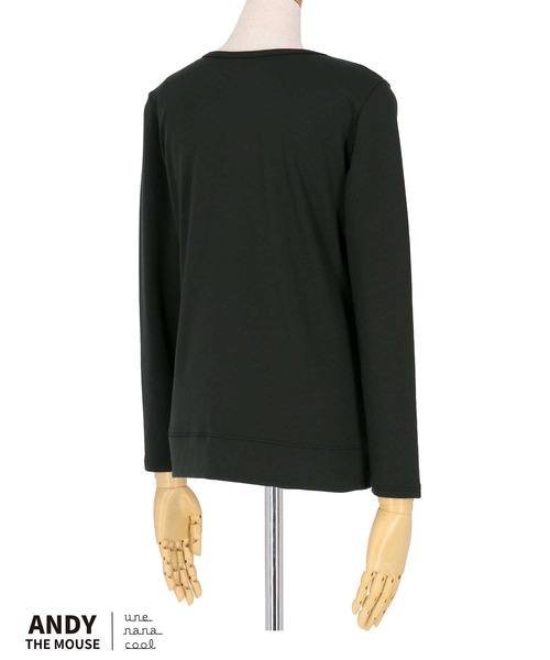 une nana cool（ウンナナクール）の「MADE WITH ねずみのANDY 綿混裏起毛あったかシャツ（インナーウェア/肌着・レディース・ブラック/キナリ・L/M）」の5枚目の写真