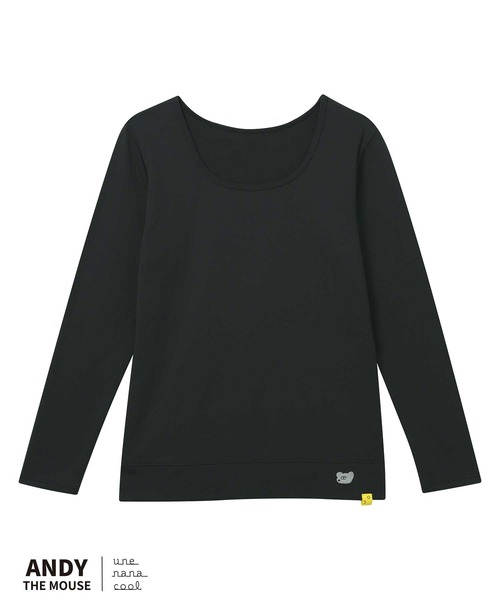 une nana cool（ウンナナクール）の「MADE WITH ねずみのANDY 綿混裏起毛あったかシャツ（インナーウェア/肌着・レディース・ブラック/キナリ・L/M）」の7枚目の写真