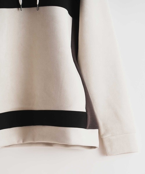 UNION STATION（ユニオンステーション）の「フェイクスエード 切り替え リラックスフィットパーカ（パーカー・メンズ・ブラック/ホワイト/ベージュ・L/LL/M）」の5枚目の写真