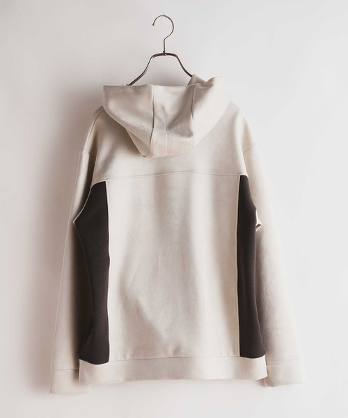 UNION STATION（ユニオンステーション）の「フェイクスエード 切り替え リラックスフィットパーカ（パーカー・メンズ・ブラック/ホワイト/ベージュ・L/LL/M）」の6枚目の写真