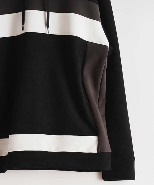 UNION STATION（ユニオンステーション）の「フェイクスエード 切り替え リラックスフィットパーカ（パーカー・メンズ・ブラック/ホワイト/ベージュ・L/LL/M）」の8枚目の写真