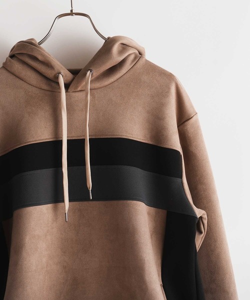 UNION STATION（ユニオンステーション）の「フェイクスエード 切り替え リラックスフィットパーカ（パーカー・メンズ・ブラック/ホワイト/ベージュ・L/LL/M）」の10枚目の写真