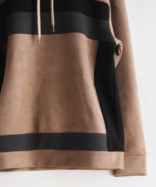 UNION STATION（ユニオンステーション）の「フェイクスエード 切り替え リラックスフィットパーカ（パーカー・メンズ・ブラック/ホワイト/ベージュ・L/LL/M）」の11枚目の写真