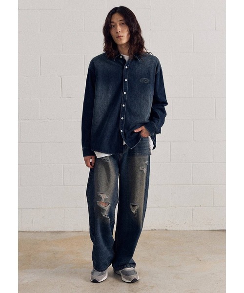 F.ILLUMINATE（フィルミネイト）の「【UNISEX】Filluminate／ストーンウォッシュドシャツ（シャツ/ブラウス・レディース・ブラック/インディゴブルー・MEDIUM/LARGE/SMALL）」の7枚目の写真