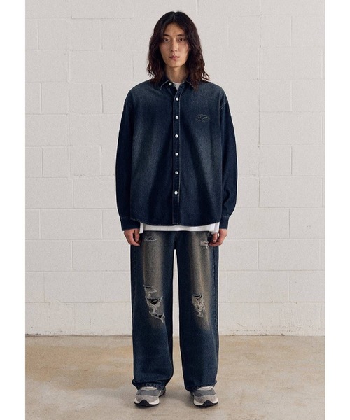 F.ILLUMINATE（フィルミネイト）の「【UNISEX】Filluminate／ストーンウォッシュドシャツ（シャツ/ブラウス・レディース・ブラック/インディゴブルー・MEDIUM/LARGE/SMALL）」の8枚目の写真