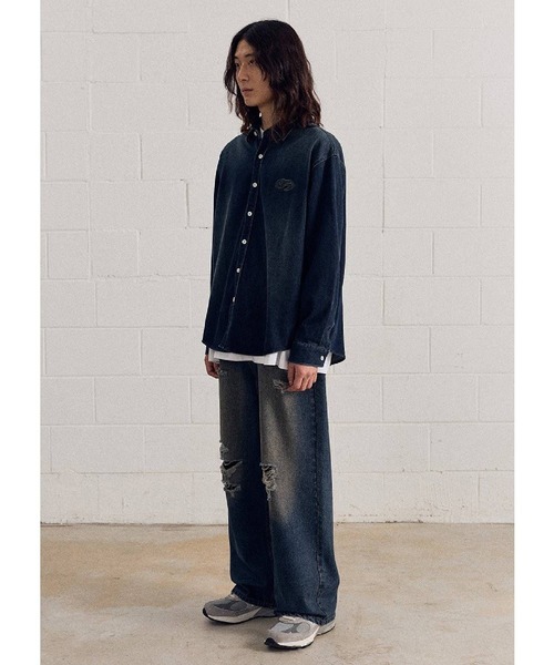 F.ILLUMINATE（フィルミネイト）の「【UNISEX】Filluminate／ストーンウォッシュドシャツ（シャツ/ブラウス・レディース・ブラック/インディゴブルー・MEDIUM/LARGE/SMALL）」の9枚目の写真