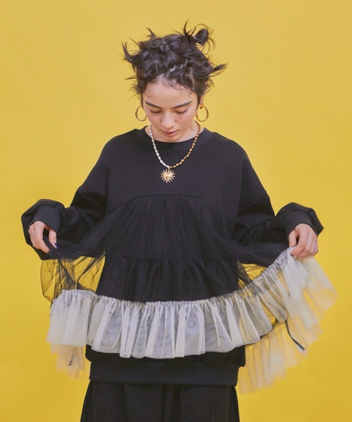 2TONEボリュームチュールスウェット（スウェット）｜manana suerte（マニャーナスエルテ）