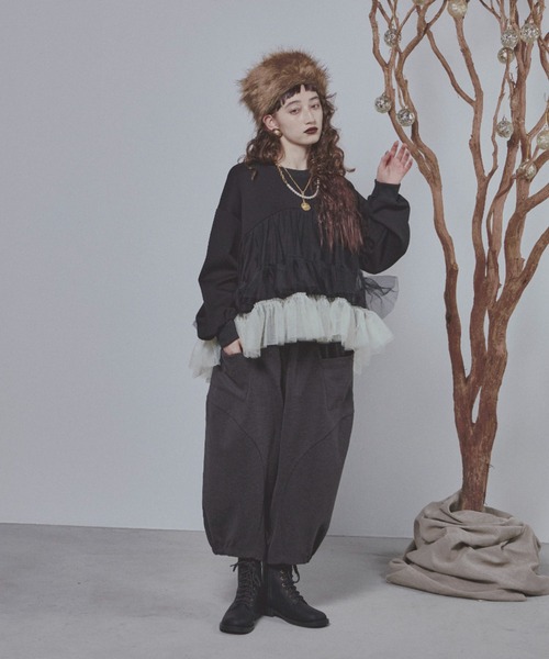 2TONEボリュームチュールスウェット（スウェット）｜manana suerte（マニャーナスエルテ）