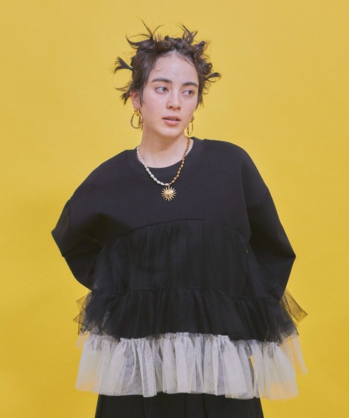 2TONEボリュームチュールスウェット（スウェット）｜manana suerte（マニャーナスエルテ）