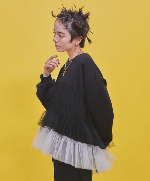 2TONEボリュームチュールスウェット（スウェット）｜manana suerte（マニャーナスエルテ）