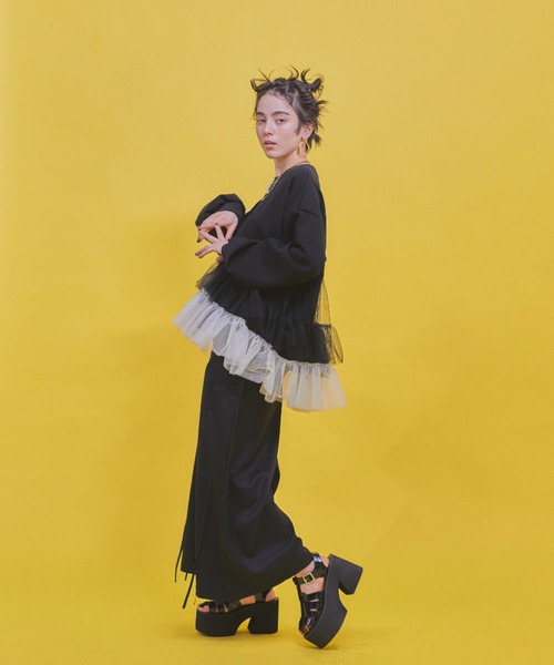 2TONEボリュームチュールスウェット（スウェット）｜manana suerte（マニャーナスエルテ）